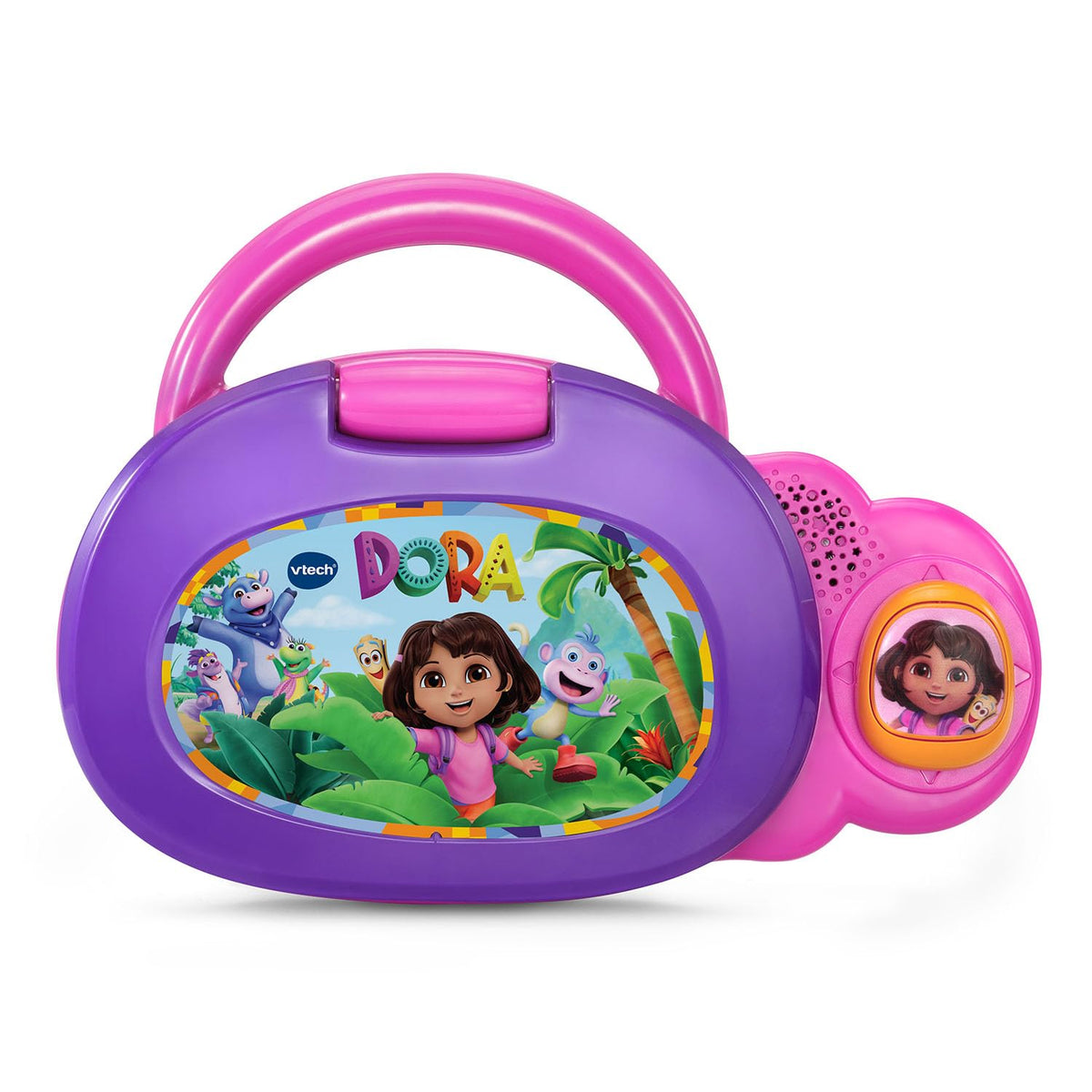 VTech Dora and friends image showcases Boots and Map in rainforest-themed play