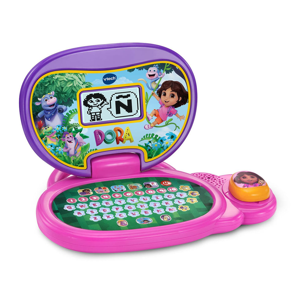 VTech Dora More to Explore Laptop front view promotes hands-on learning and exploration