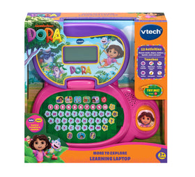 VTech Dora packaging image demonstrates target age 3+ and included demo batteries