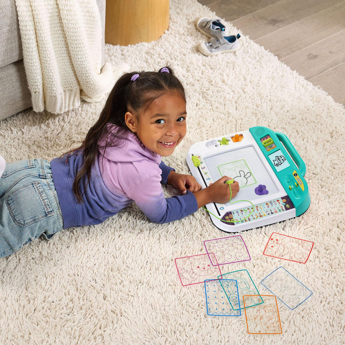 Learn 26 objects and animals using engaging stamps and stencils.