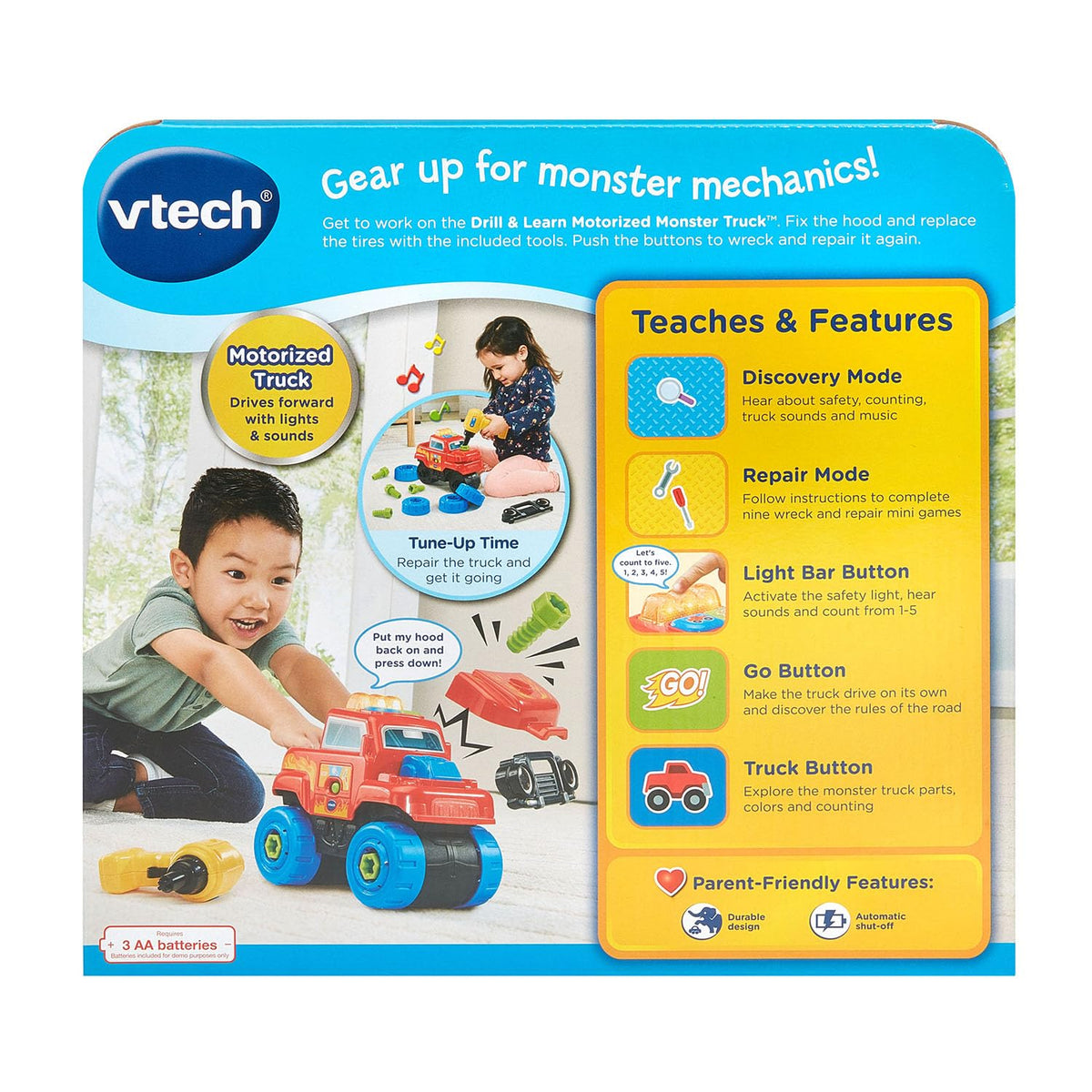 VTech Drill and Learn Monster Truck screws and drill accessories for repair play