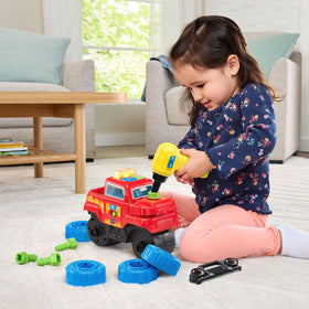 VTech Drill and Learn Monster Truck tires change activity boosts fine motor skills