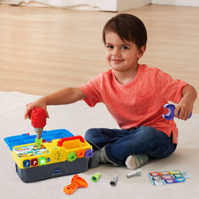 VTech Drill and Learn Toolbox light-up buttons provide songs and tool recognition.