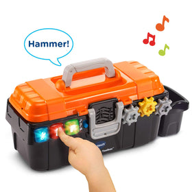 VTech Drill and Learn Toolbox double-sided cards teach colors and numbers during pretend repairs.