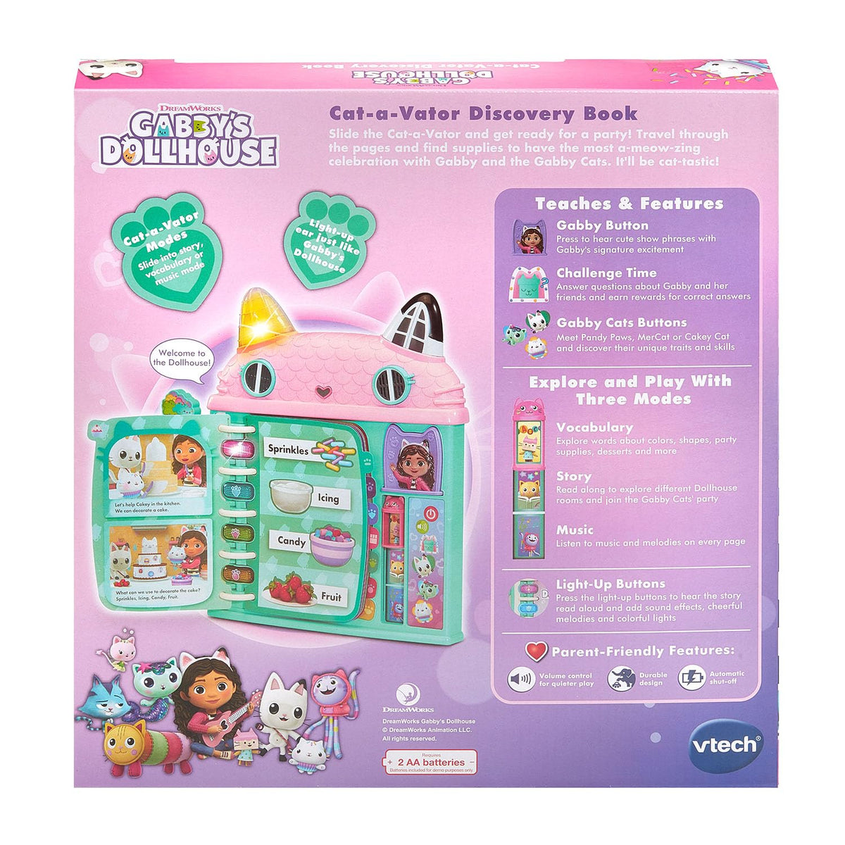 VTech Gabby’s Dollhouse demo-battery scene shows ready-to-play setup