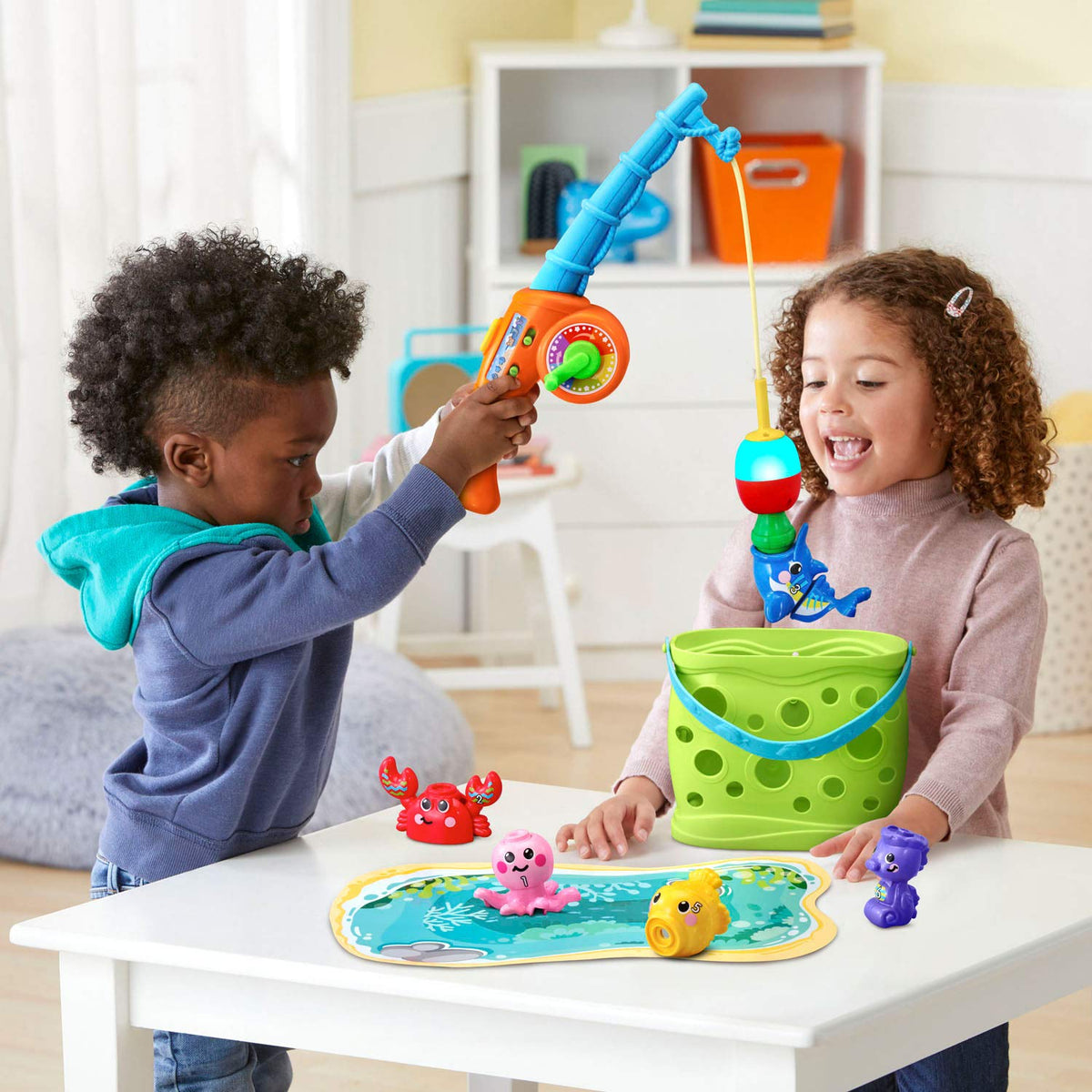 Illuminated bobber lights up and sings with each caught creature in the VTech set