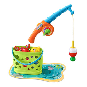 Seven sea creatures on the pond playmat from VTech Jiggle and Giggle Fishing Set