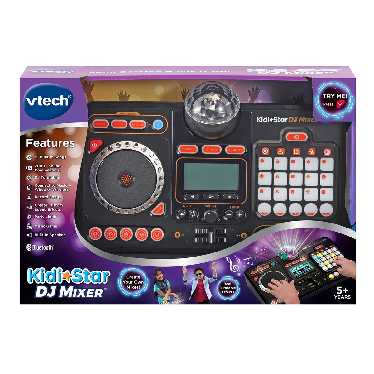 VTech Kidi Star DJ Mixer includes 15 songs for ready-made jams.