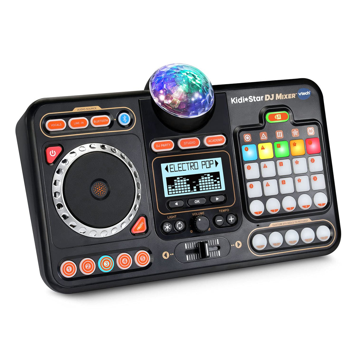 VTech Kidi Star DJ Mixer front view for imaginative party performances.