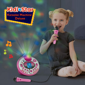 VTech Kidi Star Deluxe pink built-in recorder captures performances.