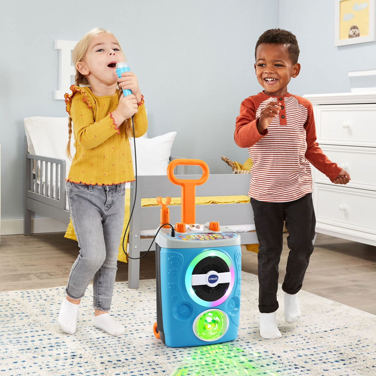 VTech Kidi Superstar Jr. Karaoke robot voice effect adds playful character