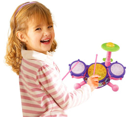 VTech KidiBeats pink drumsticks invite interactive tapping and developing motor skills.