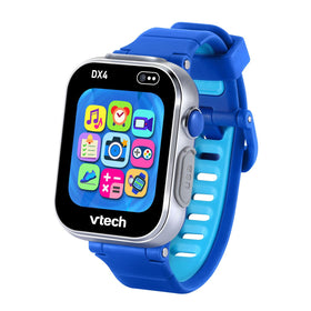 VTech KidiZoom DX4 blue front view showcases a kid-friendly smartwatch design for everyday wear