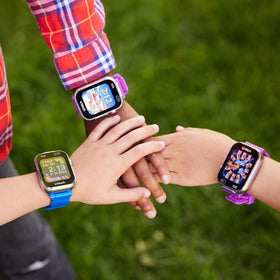 VTech KidiZoom DX4 clock faces for learning to tell time.