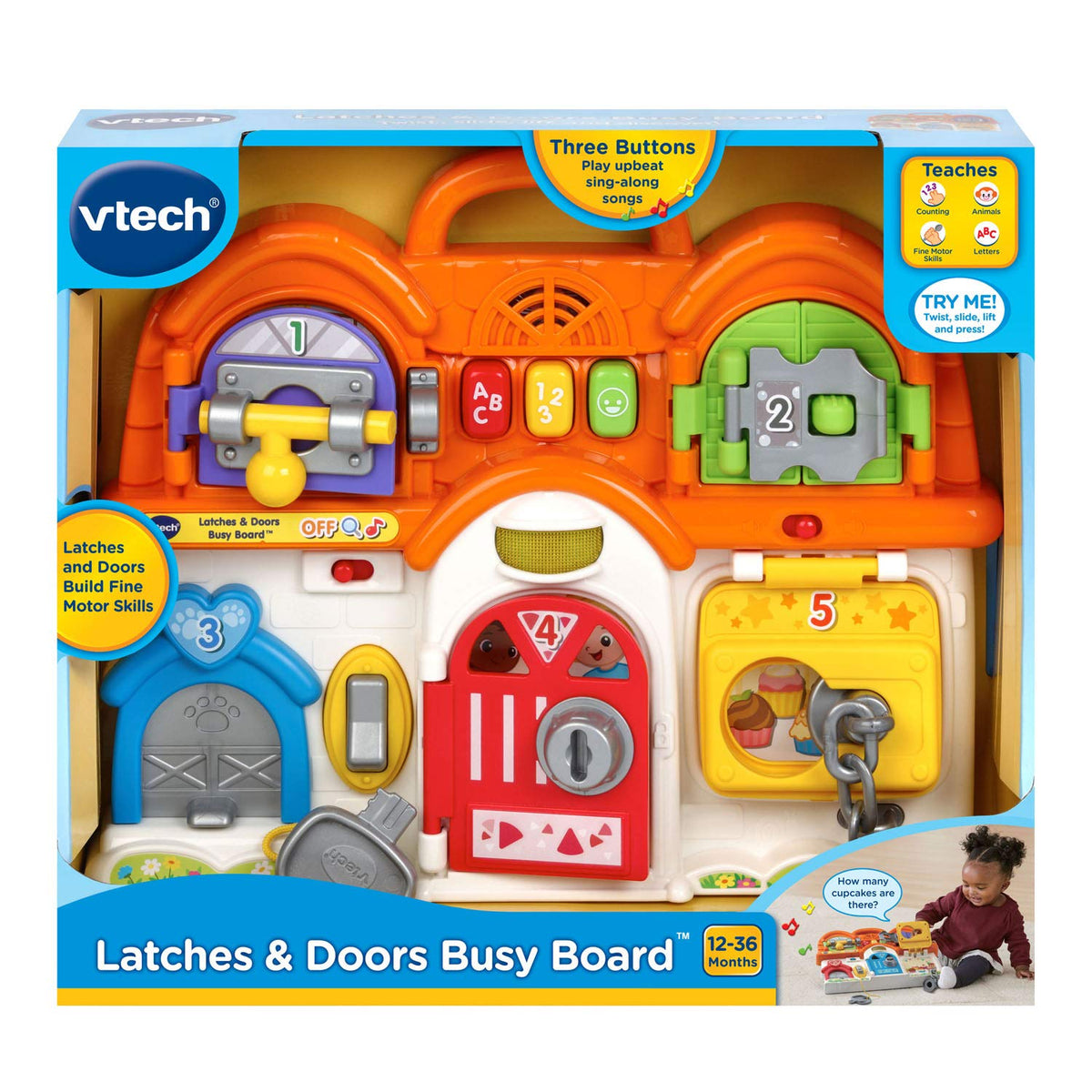 VTech Latches and Doors Busy Board demo-batteries ready for play