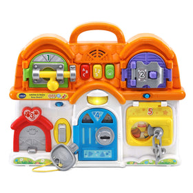 VTech Latches and Doors Busy Board front view promotes tactile exploration for toddlers