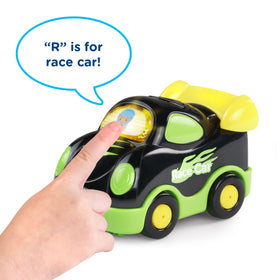 One SmartPoint race car teaches letter R and vehicle name during pretend play.