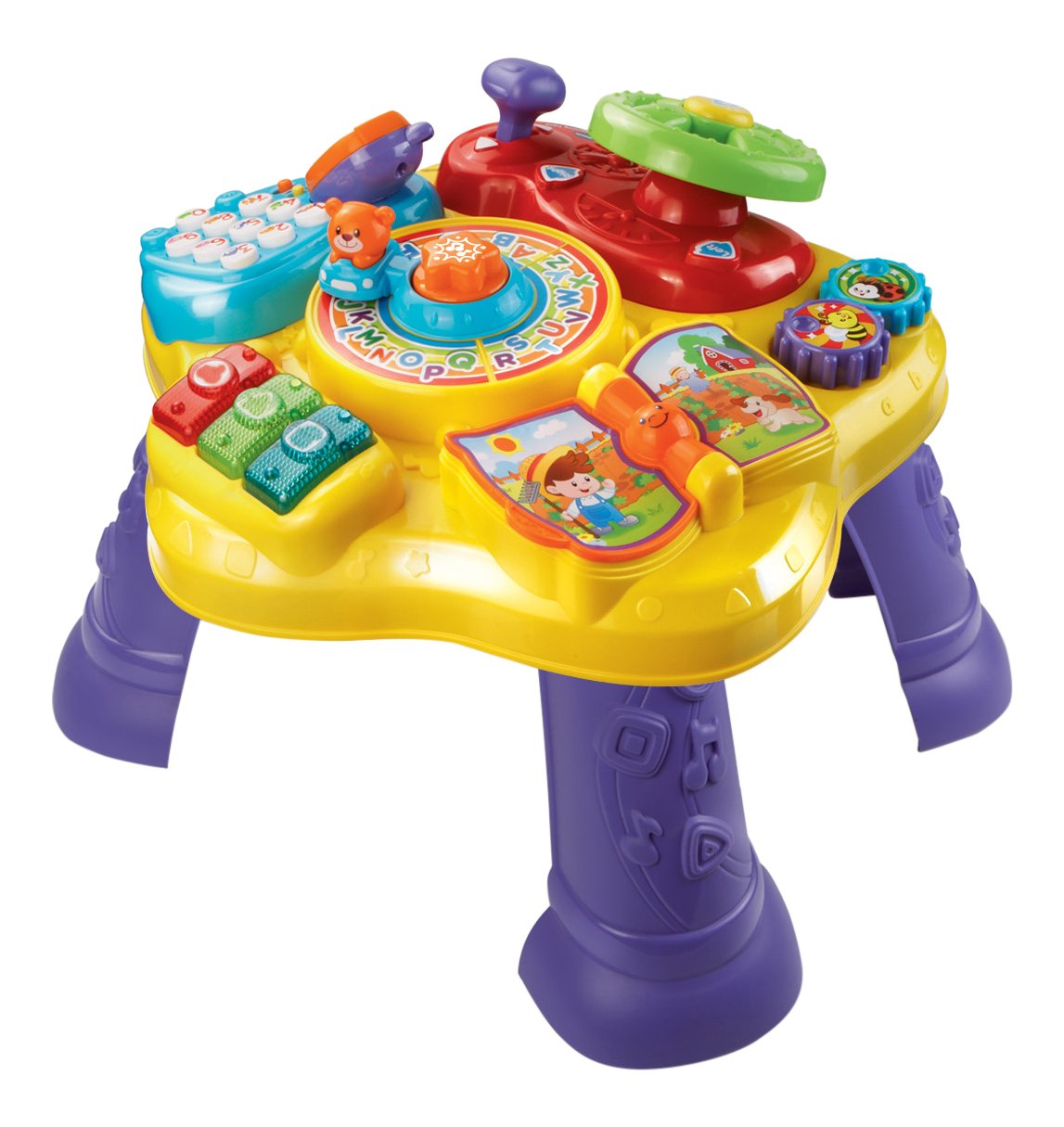VTech Magic Star Table steering wheel action supports exploratory play and fine motor skills