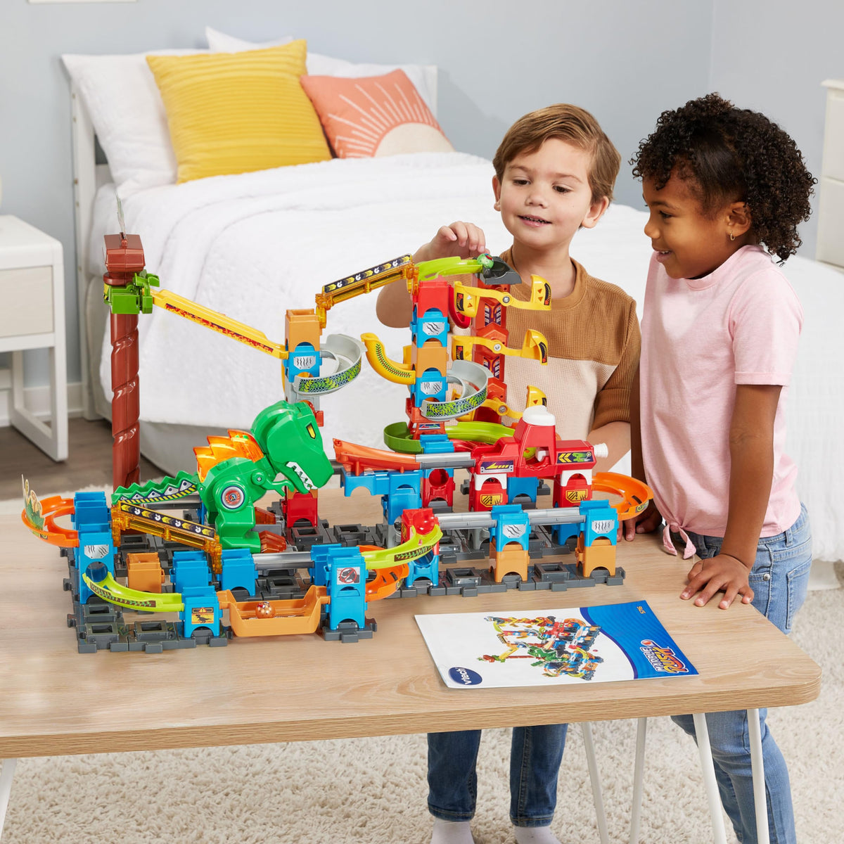 VTech Marble Rush 119-piece set includes marbles and stunt cores for variety.