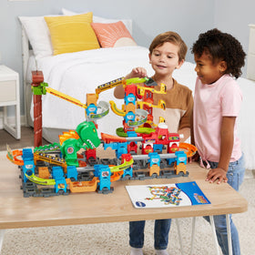 VTech Marble Rush 119-piece set includes marbles and stunt cores for variety.