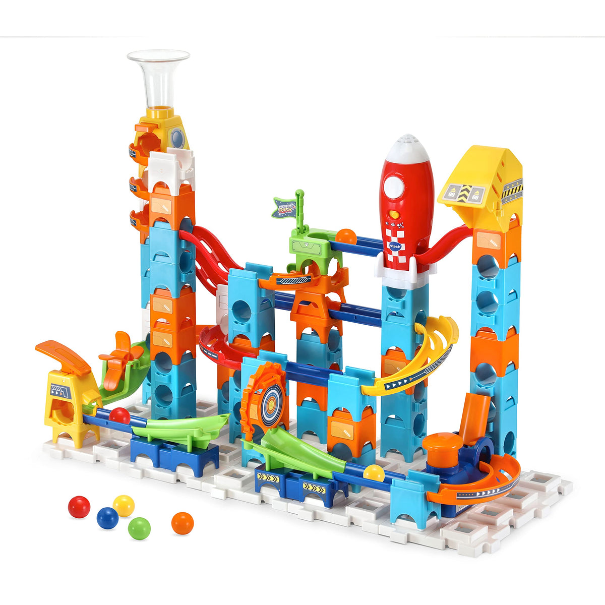 VTech Marble Rush Launchpad color-coded pieces simplify assembly for beginners.