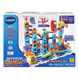 VTech Marble Rush Launchpad ramps and tracks encourage fast marble runs.
