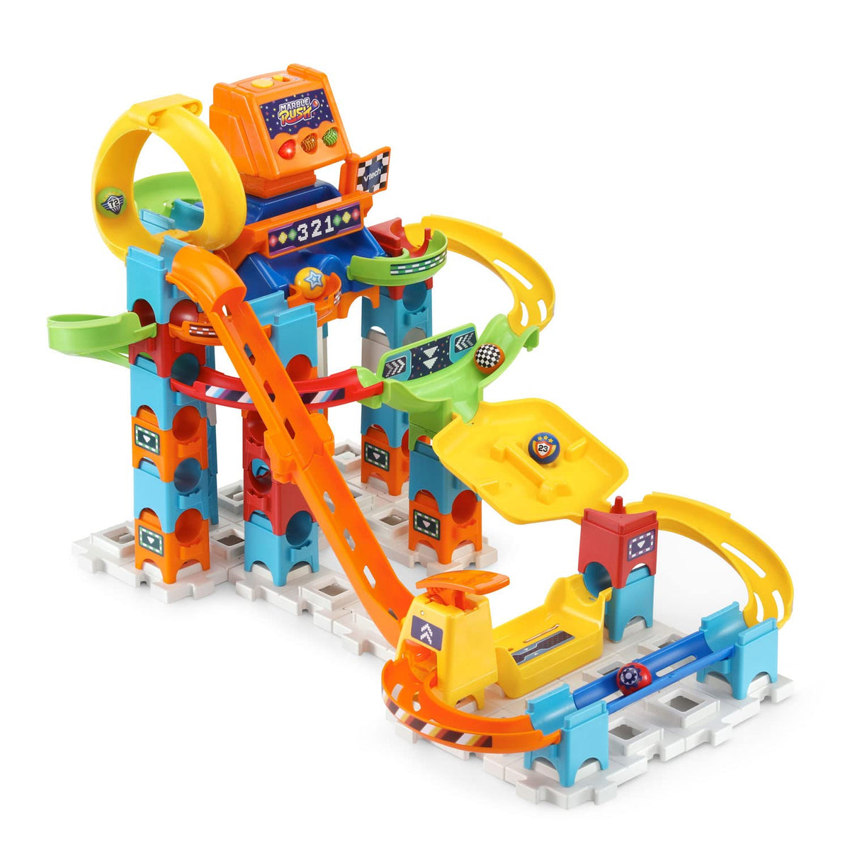VTech Marble Rush Raceway 360 loop adds exciting twists to the race.