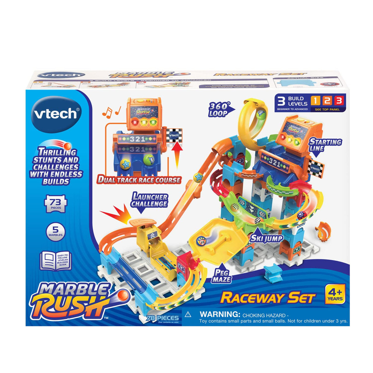 VTech Marble Rush Raceway compatible pieces enable expandable builds.