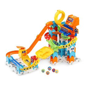 VTech Marble Rush Raceway starting gate with musical light show for engaging play.