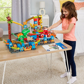 VTech Marble Rush three-build guide sparks creative dinosaur-themed course ideas.