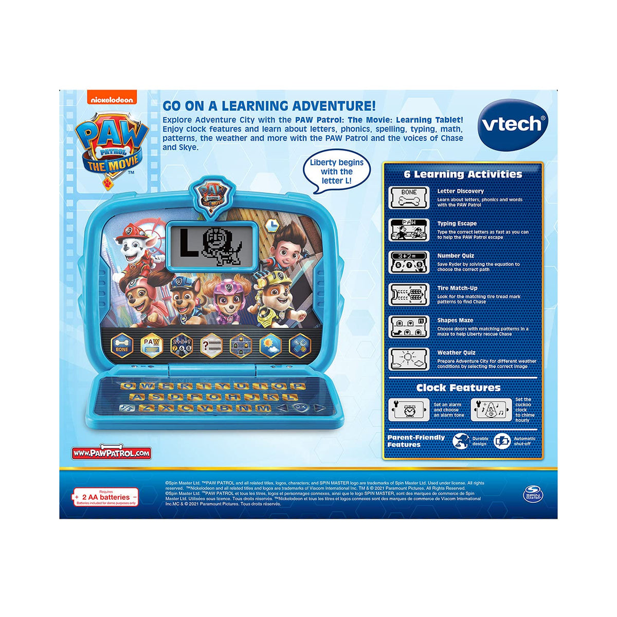 VTech PAW Patrol Learning Tablet on-the-go play supports learning anywhere.