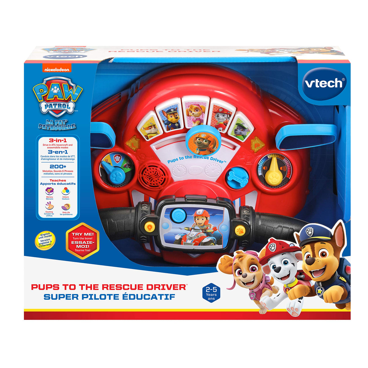VTech Paw Patrol Pups to The Rescue Driver red turn signals teach basic signaling.