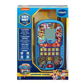 Educational games and activities on blue VTech PAW Patrol learning phone support early math