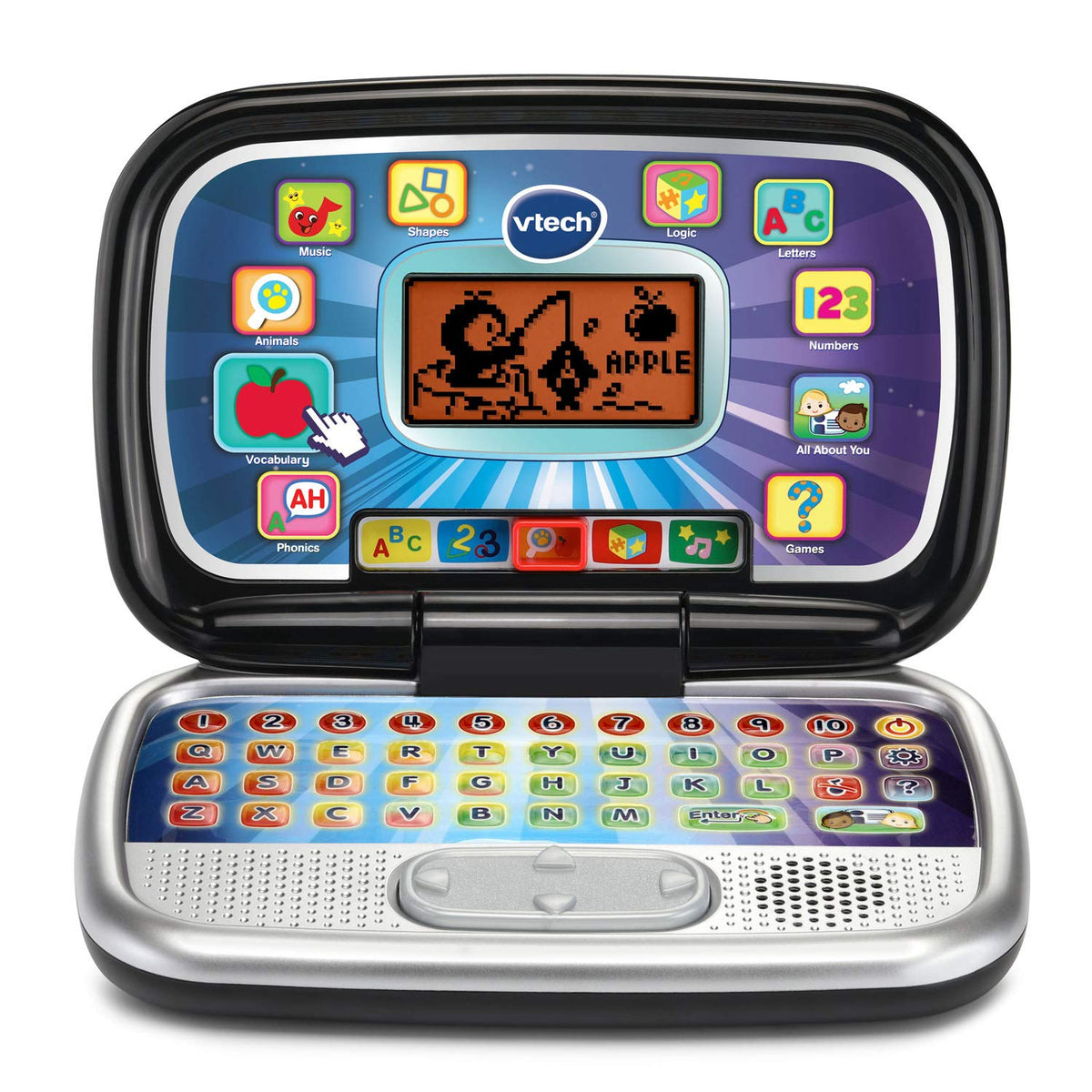VTech Play Smart Preschool Laptop black front view for engaging early learning