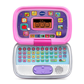 Colorful screen tiles on pink device invite interactive educational play