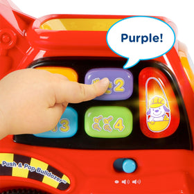 VTech Pop-a-Balls bulldozer red buttons for colors and numbers with music responses