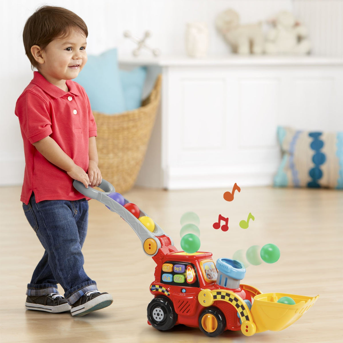 VTech Pop-a-Balls bulldozer red motion sensors triggering tunes while moving