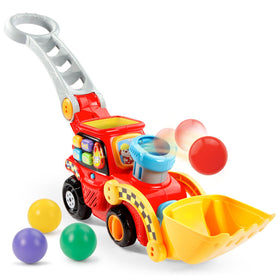 VTech Pop-a-Balls bulldozer red chimney with popping balls for cause-and-effect learning