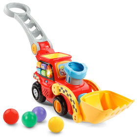 VTech Pop-a-Balls bulldozer red front view for active play and motor skills
