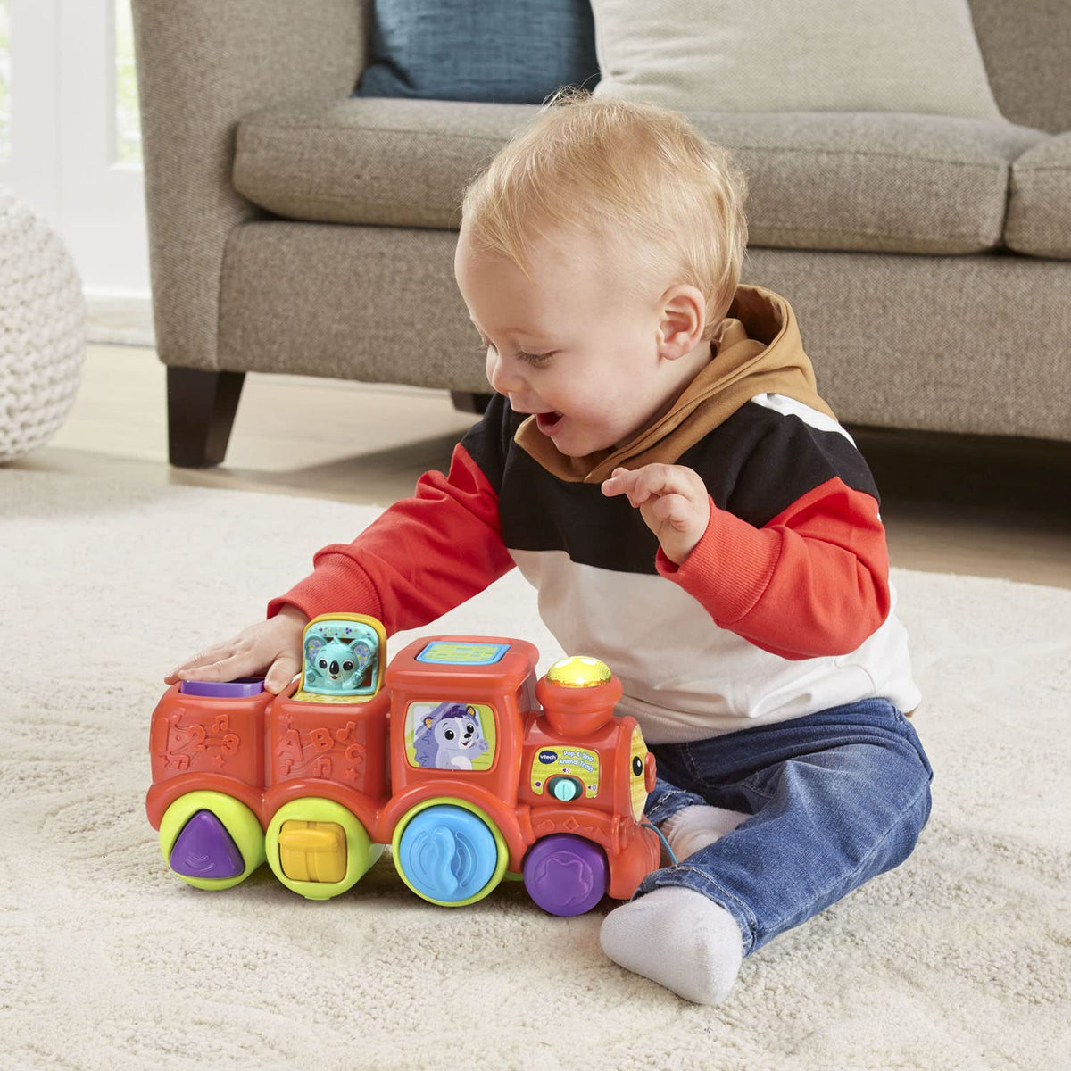 VTech Pop and Sing Animal Train light-up smokestack flashes with music