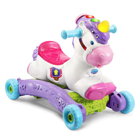 VTech Prance and Rock unicorn base transformed to rocker mode for growing play.
