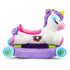Motion-sensor sounds engage toddlers during rocking and riding sessions.