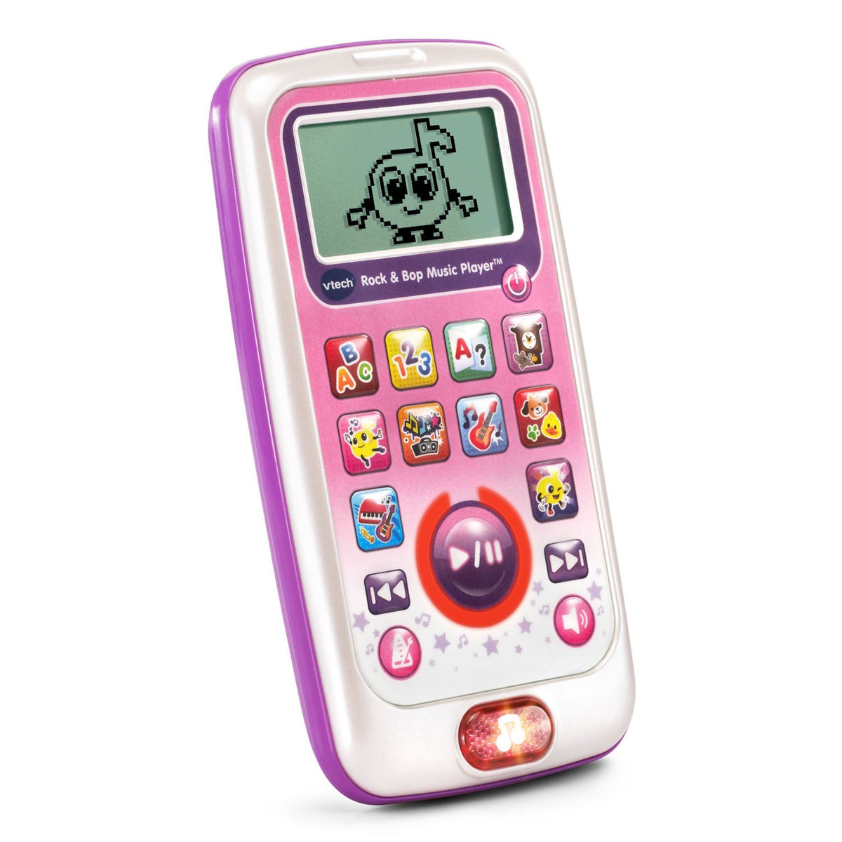 Side view of the pink VTech Rock and Bop device for small hands.