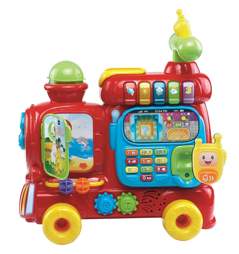 VTech Sit-To-Stand Alphabet Train blocks counted during chute play