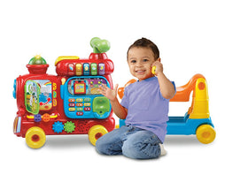 VTech Sit-To-Stand Alphabet Train transformed ride-on mode for toddlers