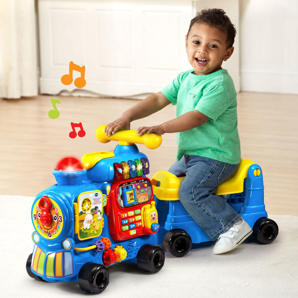 VTech Alphabet Train blue caboose wagon for pull-along toy storage.