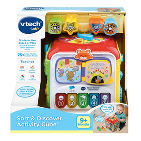 VTech Sort and Discover Cube red piano keys introduce music and counting