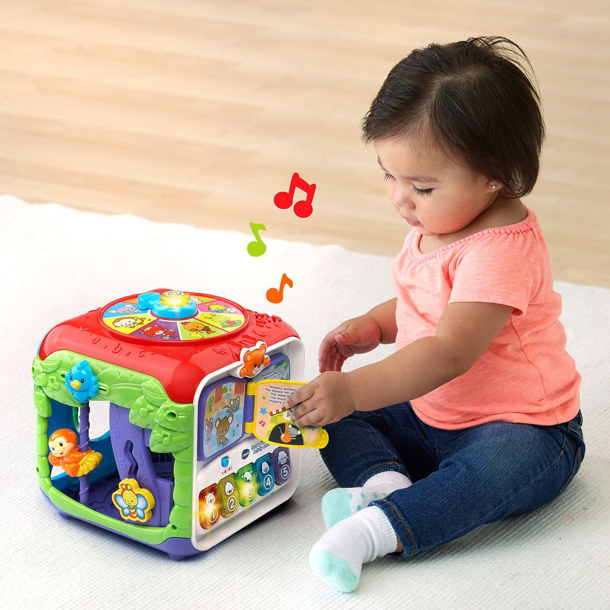 VTech Sort and Discover Cube red spinner lights up during play