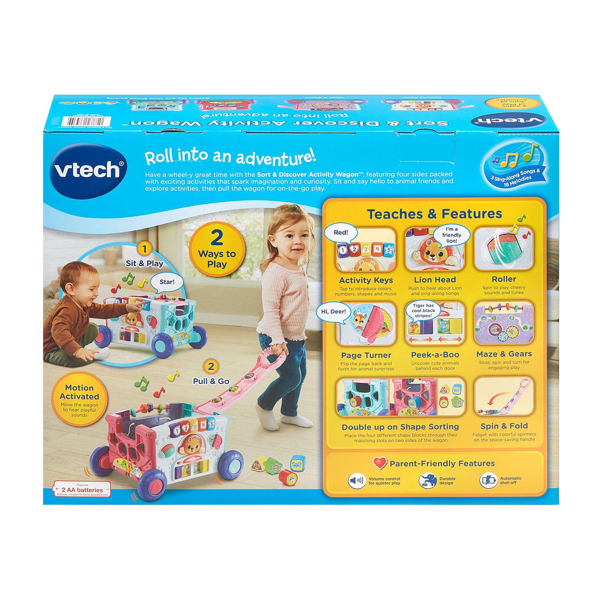 Slots for blocks on both ends support multi-step shape sorting play
