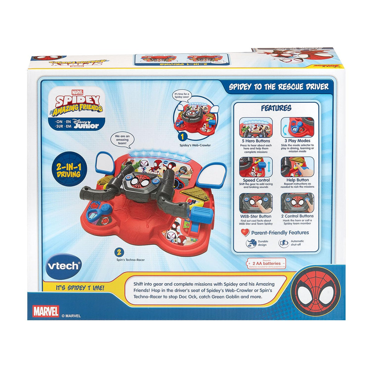 VTech Spidey to the Rescue Driver demo batteries included